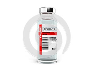 Modern conceptsingle ampula vaccine from coronavirus 3d render on white