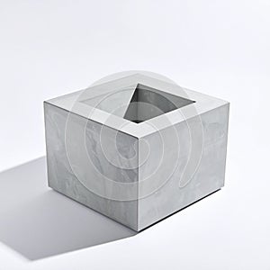 Modern Concrete Cube on a White Background