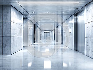 Modern Concrete Hallway with Elevator Access
