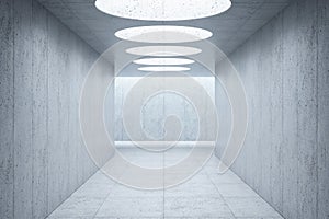 Modern concrete space interior, 3d render