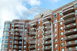 Modern condo buildings with huge windows and balconies in Montreal