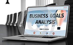 Business Goals Analysis on Laptop in Conference Hall. photo