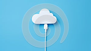 Cloud Computing. USB Cable Links Cloud in Minimalistic Design AI Generated Illustration