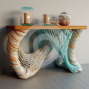Modern Console Table With Rope And Glass Ornament
