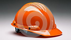 Modern construction helmet in vibrant orange with integrated head protection features