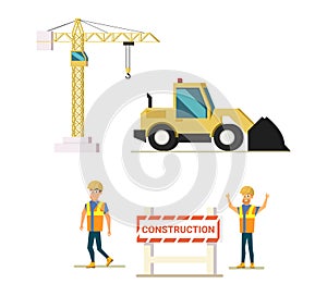 Modern Construction Industry Flat Vector Icons Set