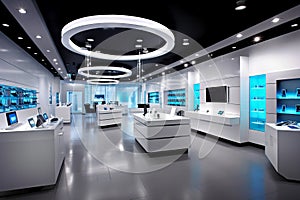 Modern consumer electronics store interior
