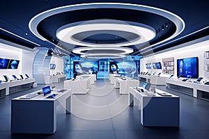 Modern consumer electronics store interior