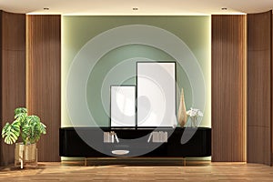 Modern contemporary foyer room with frame mock up on the wall. Set 3