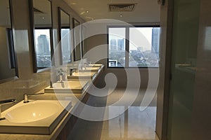 Modern and contemporary interior of public restroom,