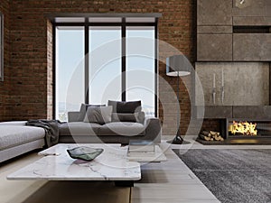 Modern contemporary loft design living room apartment interior