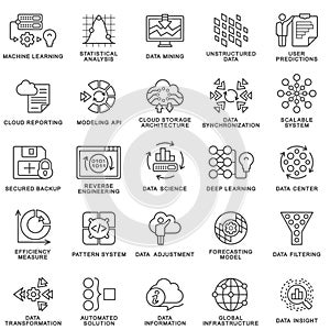 Modern contour icons database processing methods of data.