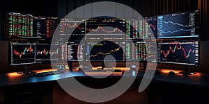 Modern Control Room with Data Visualization Screens