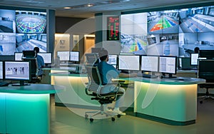 A Modern Control Room Features Multiple Computer Screens