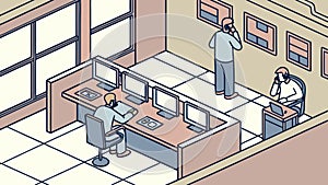 Modern Control Room with Multiple Screens, High-Tech Operations, vector design Generative AI