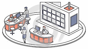 Modern Control Room with Screens Isometric Vector Design, vector design Generative AI