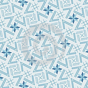 Modern cool blue monochromic geometric repeating pattern