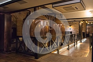 Modern copper brewery in bar