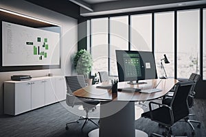 Modern Corporate Conference Room with Whiteboards and Technology