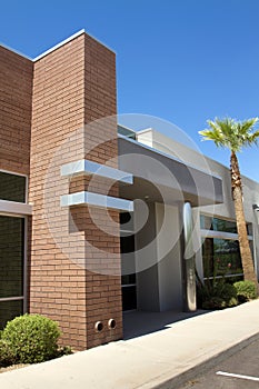 Modern corporate office building entrance