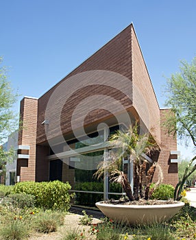 Modern corporate office building entrance