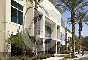 Modern corporate office building entrance