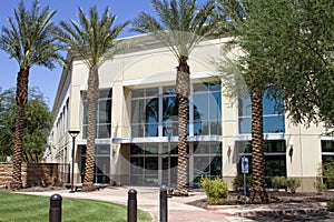 Modern corporate office building entrance