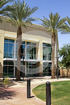 Modern corporate office building entrance