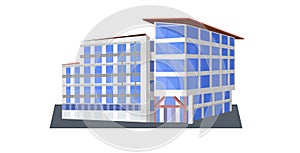 Modern corporate office building icon business center exterior with large panoramic windows flat horizontal