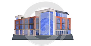 Modern corporate office building icon business center exterior with large panoramic windows flat horizontal