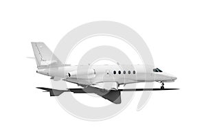 Modern corporate private business jet isolated on white