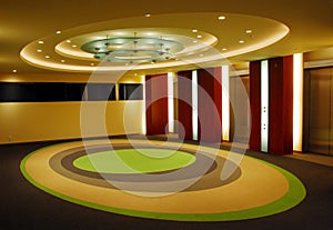 Modern corridor with egg-shaped design of ceiling and floor photo