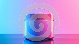 Modern Cosmetic Jar Under Neon Lighting