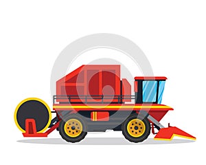 Modern Cotton Harvesting Machine Agriculture Farm Vehicle Illustration