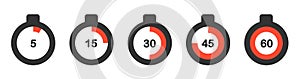 Timers set on white background. Web timer icon. Vector illustration