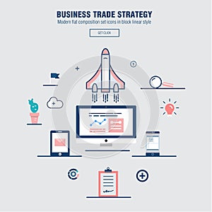 Modern country development flat indystry map