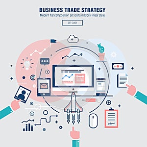Modern country development flat indystry map