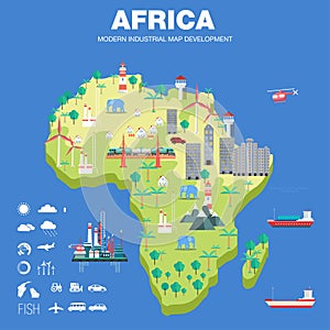 Modern country development flat indystry map
