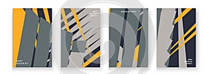 Modern cover collection design vector. Abstract retro style pastel grey yellow lines texture. Striped trend background. Futuristic