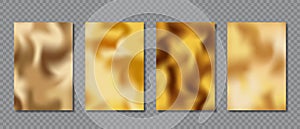 Modern cover design set. Gold blurred backgrounds set. Modern abstract blurred golden gradient patterns. Luxury templates
