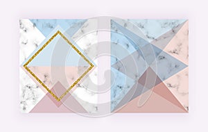 Krytie dizajn zlatý vedenie ružový a modrý trojuholníkový tvary. móda zázemím pozvanie svadba 