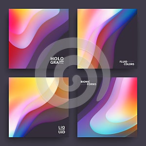 Modern Covers Template Design. Fluid colors. Set of Trendy Holographic Gradient shapes for Presentation, Magazines, Flyers. EPS 10