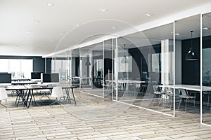 Modern coworking glass office interior