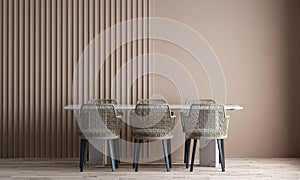 Modern cozy and luxury house and dining room interior design and wall pattern background/3d render