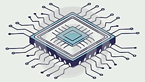Modern CPU Processor Chip with Circuit Lines Vector, vector design Generative AI