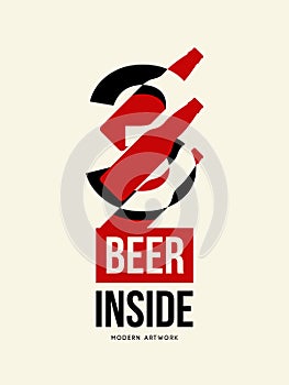 Modern craft beer drink isolated vector logo sign for bar, pub or brewery, isolated on light background