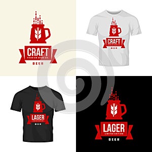 Modern craft beer drink isolated vector logo sign for bar, pub, store, brewhouse or brewery