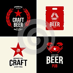 Modern craft beer drink isolated vector logo sign for bar, pub, store, brewhouse or brewery