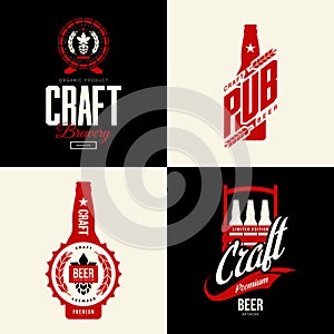 Modern craft beer drink vector isolated logo sign for bar, pub, brewery or brewhouse.