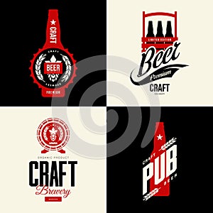 Modern craft beer drink vector isolated logo sign for bar, pub, brewery or brewhouse